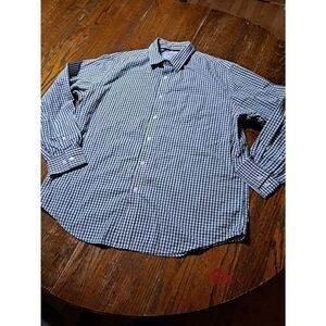 Large Croft & Barrow Easy Care Long Sleeve Button Blue White Casual Dress Shirt